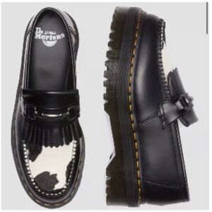 Dr. Martens Black and White Leather Loafers